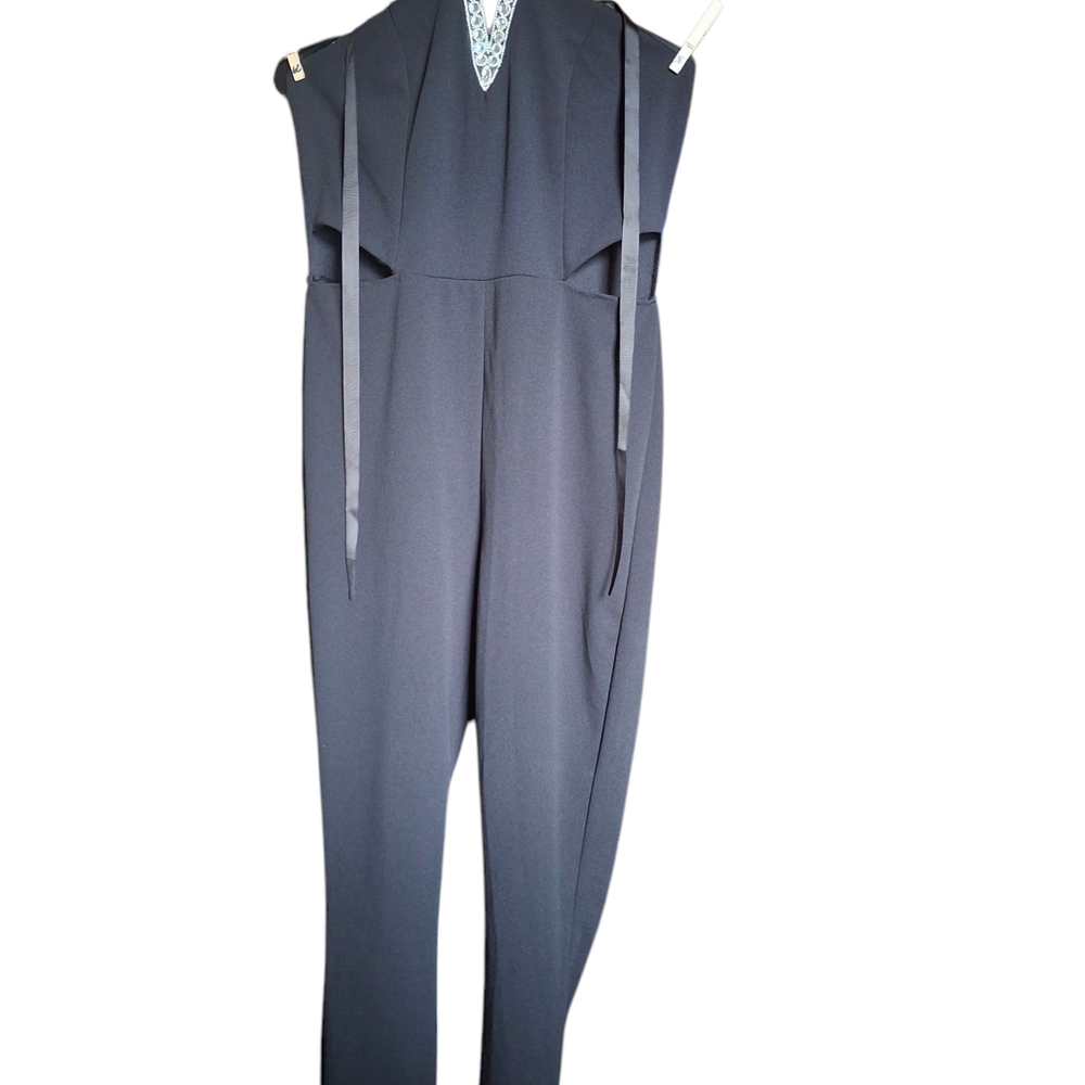 Charlotte Russe Black Sleeveless Jumpsuit with V-Neck